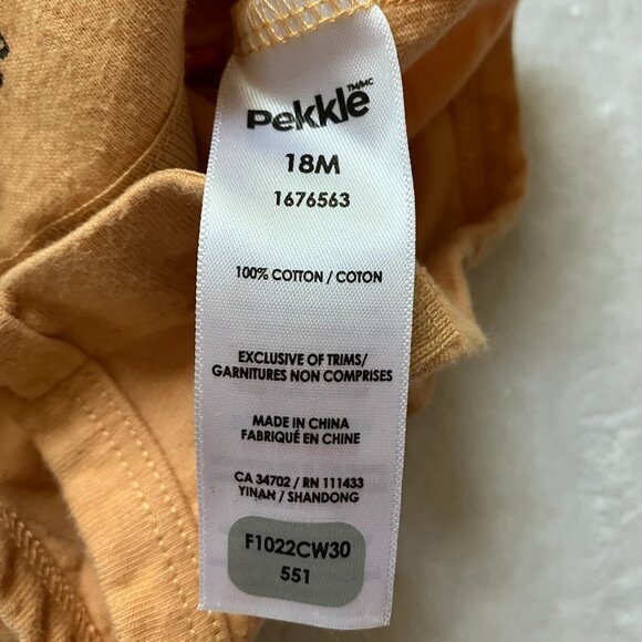 Pekkle Baby Toddler Bodysuit Short Sleeve Shirt 18M | Mustard Yellow Vehicle GUC - Picture 3 of 13